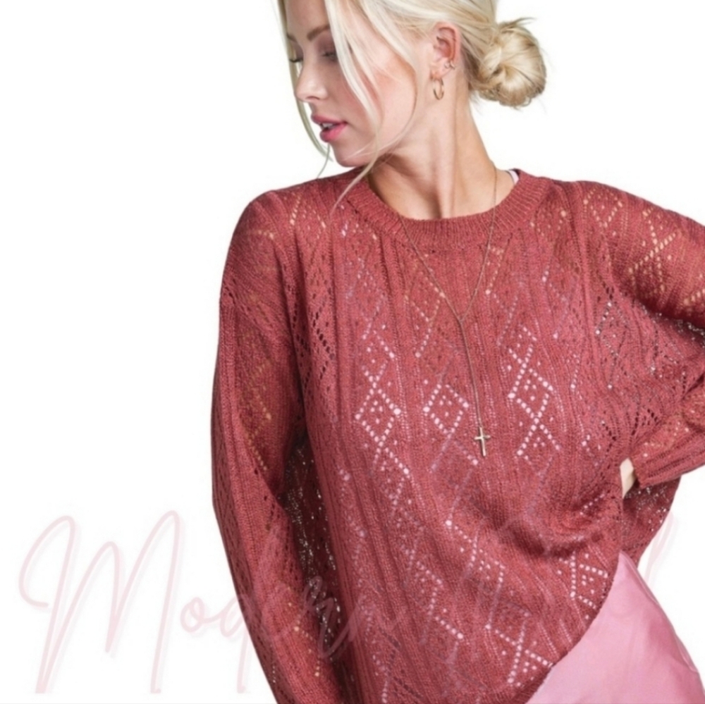 Elegant Women's Knit Top in Rose NWT
